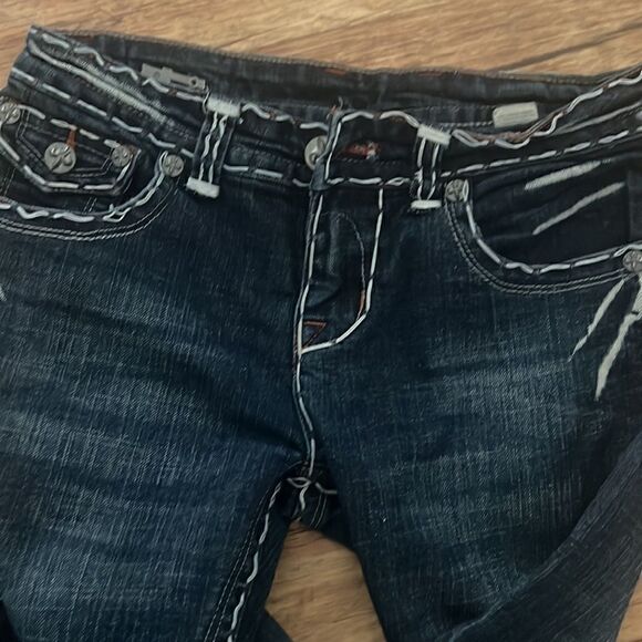 Size 27 Washed Blue Denim Rare Laguna Beach Straight Leg Low Rise Jeans - Picture 5 of 6